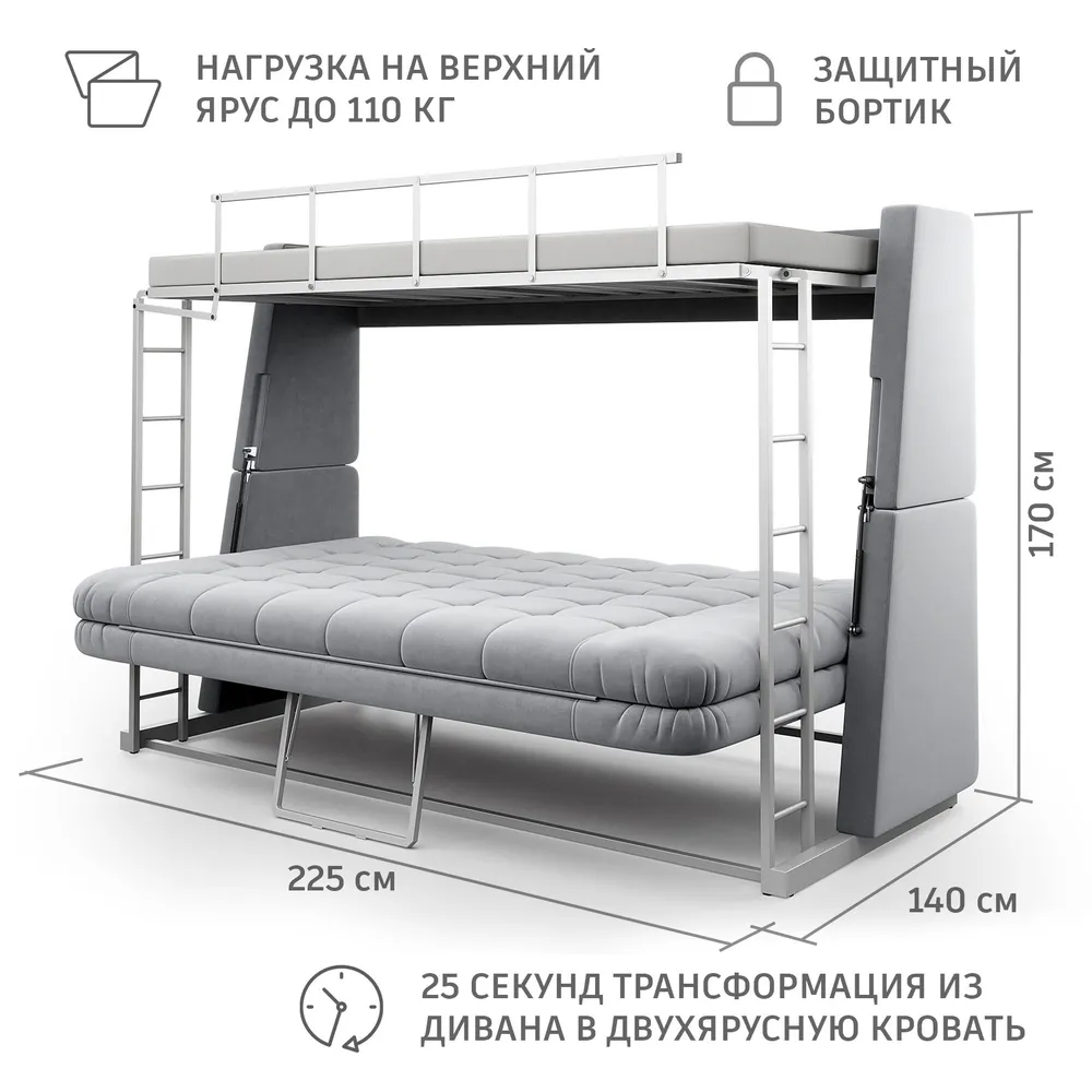 Двухъярусная кровать  Volonta  Vero  Семейныйx110x170 см