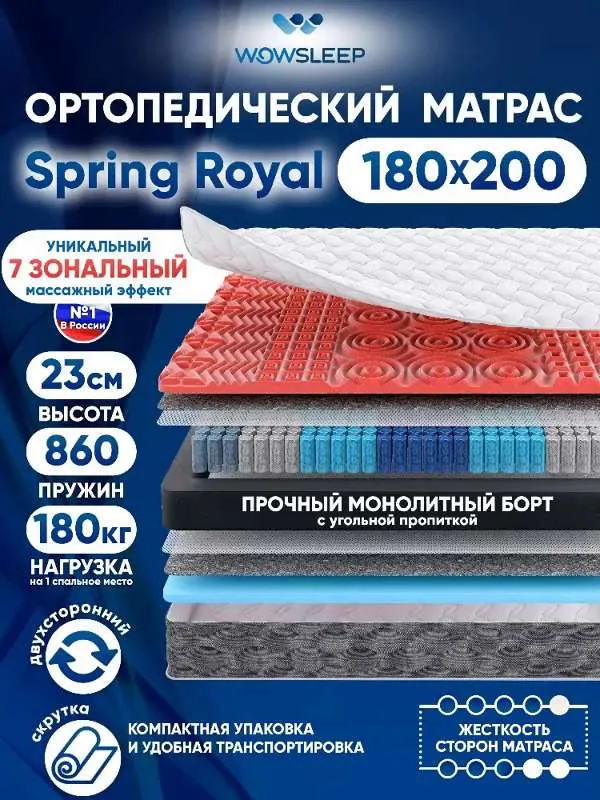 Матрас WOWSLEEP Sleep Expert, Независимые пружины, 180x200 см