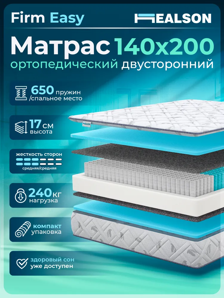 Матрас Healson EAS Y3, Независимые пружины, 140x200 см
