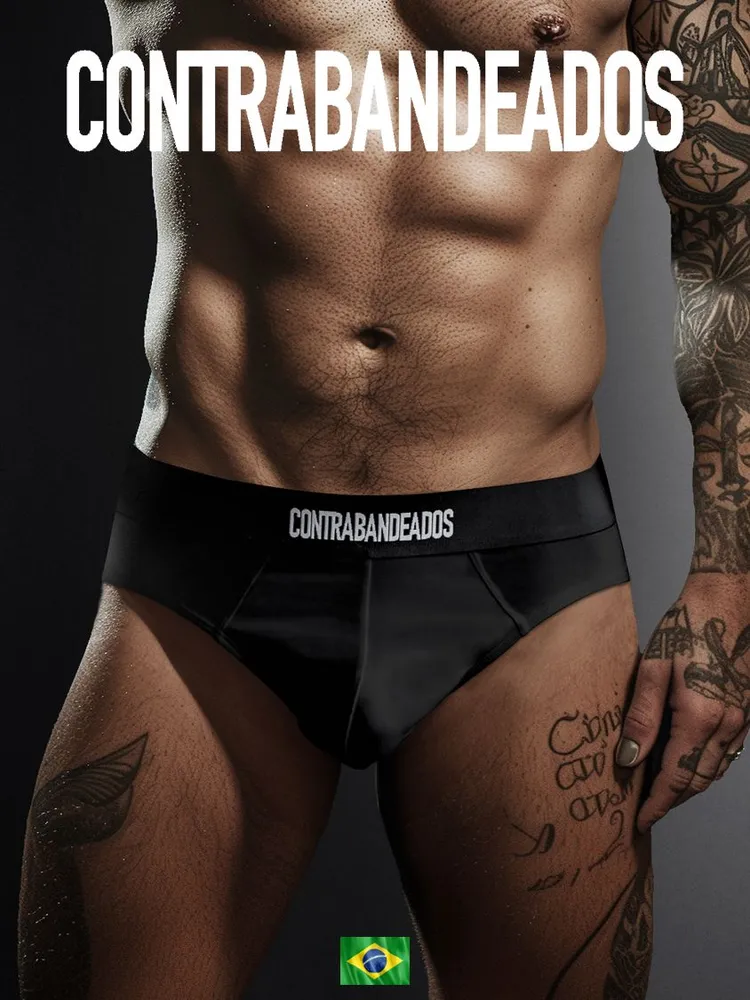 Трусы Мужской CONTRABANDEADOS брифы Модал, Хлопок черный, размер 48, 49 Средняя Китай Повседневный Однотонный