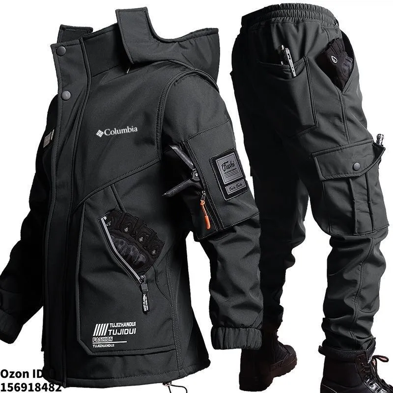 Комплект одежды Женский, Мужской Columbia Повседневный с комбинезоном, брючный черный, размер 48 Полиэфирное волокно Альпинизм, Баскетбол Логотип, Орнамент Значки, Кисточки Китай На любой сезон Без застежки