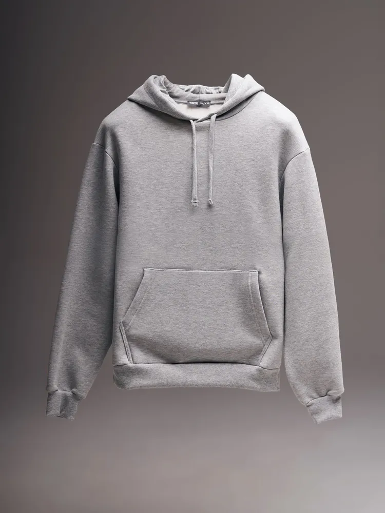 Худи Мужской ТВОЕ Капюшон, Карманы светло-серый Без застежки Хлопок, Полиэстер, размер 46 свободный Длинный Однотонный Узбекистан