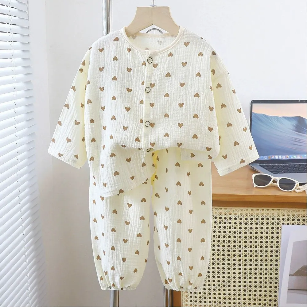 Комплект одежды Девочки, Мальчики Повседневный брючный бежевый нейтральный, хаки, размер 27 Ткань, Хлопок Сердца, рост 90 Пряжки Китай На любой сезон Пуговицы