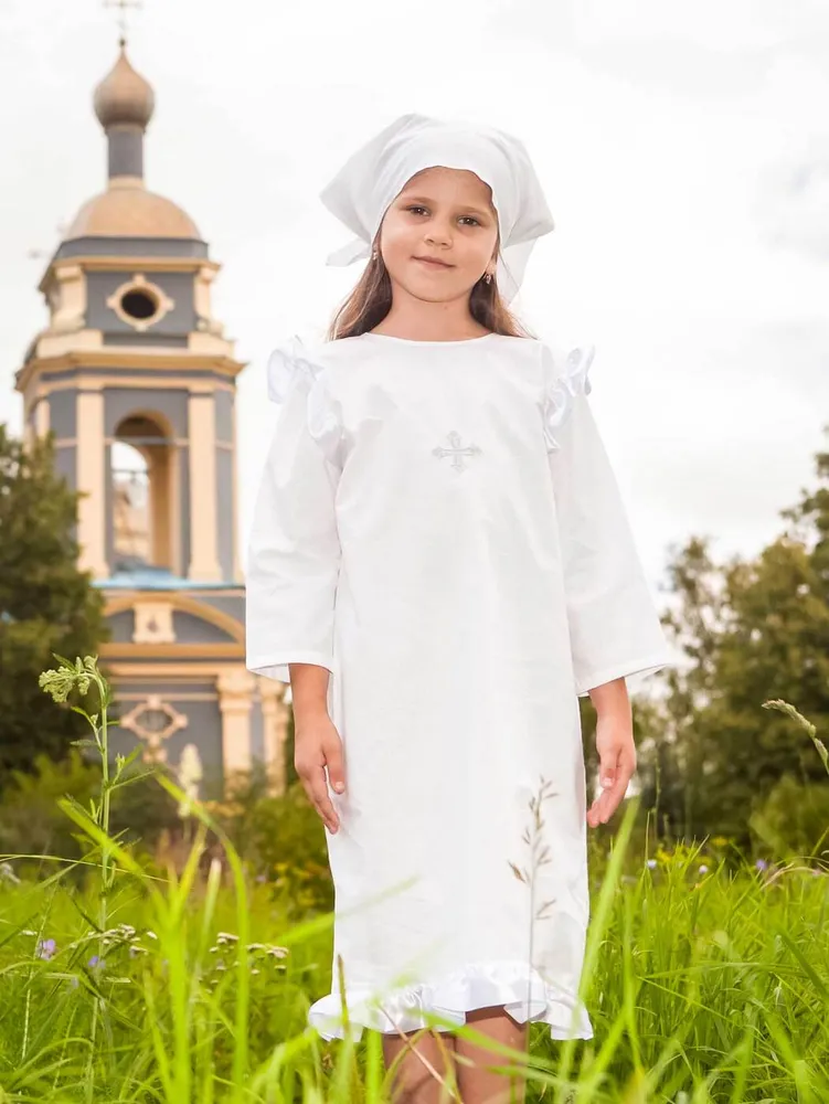 Одежда для крещения Девочки Святополье Завязки белый