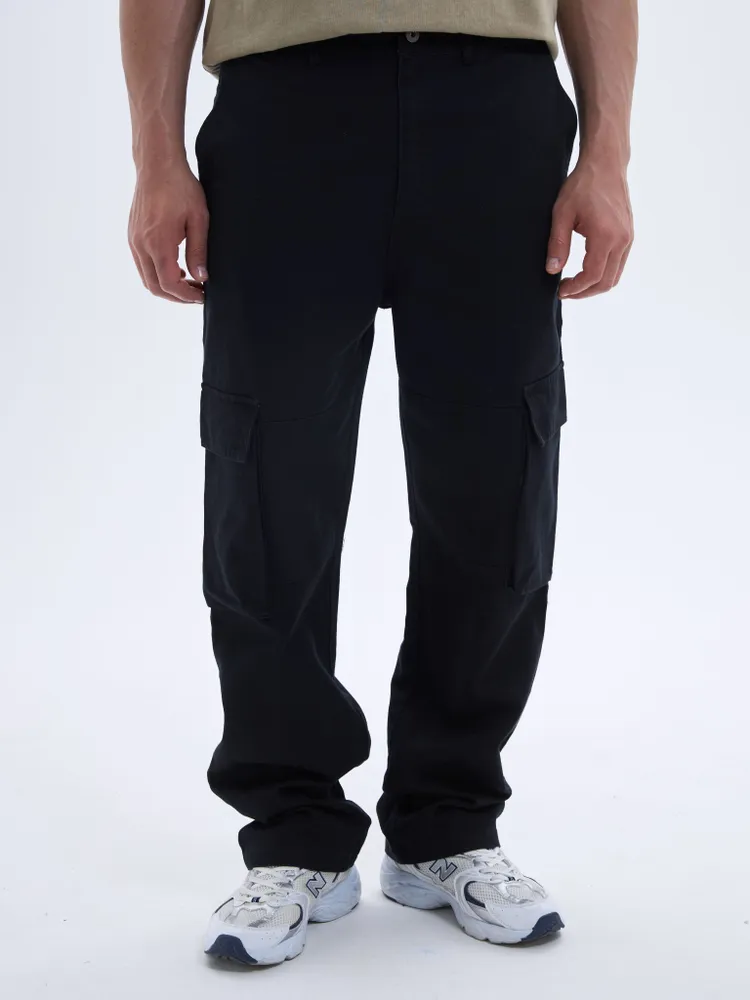 Брюки Мужской CR карго черный Повседневный, размер 46 прямой Демисезон Китай Средняя
