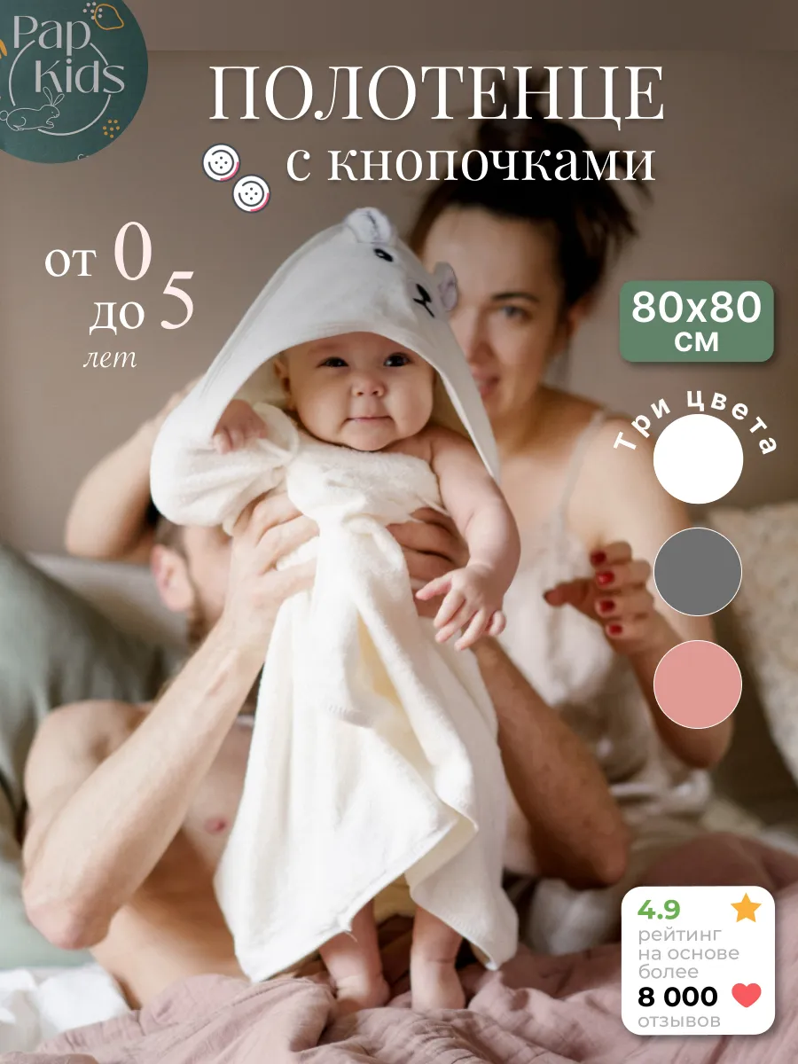 Полотенце уголок для новорожденного с капюшоном махровое