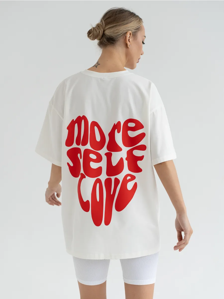 Футболка оверсайз с принтом  M O R E  S E L F  L O V E