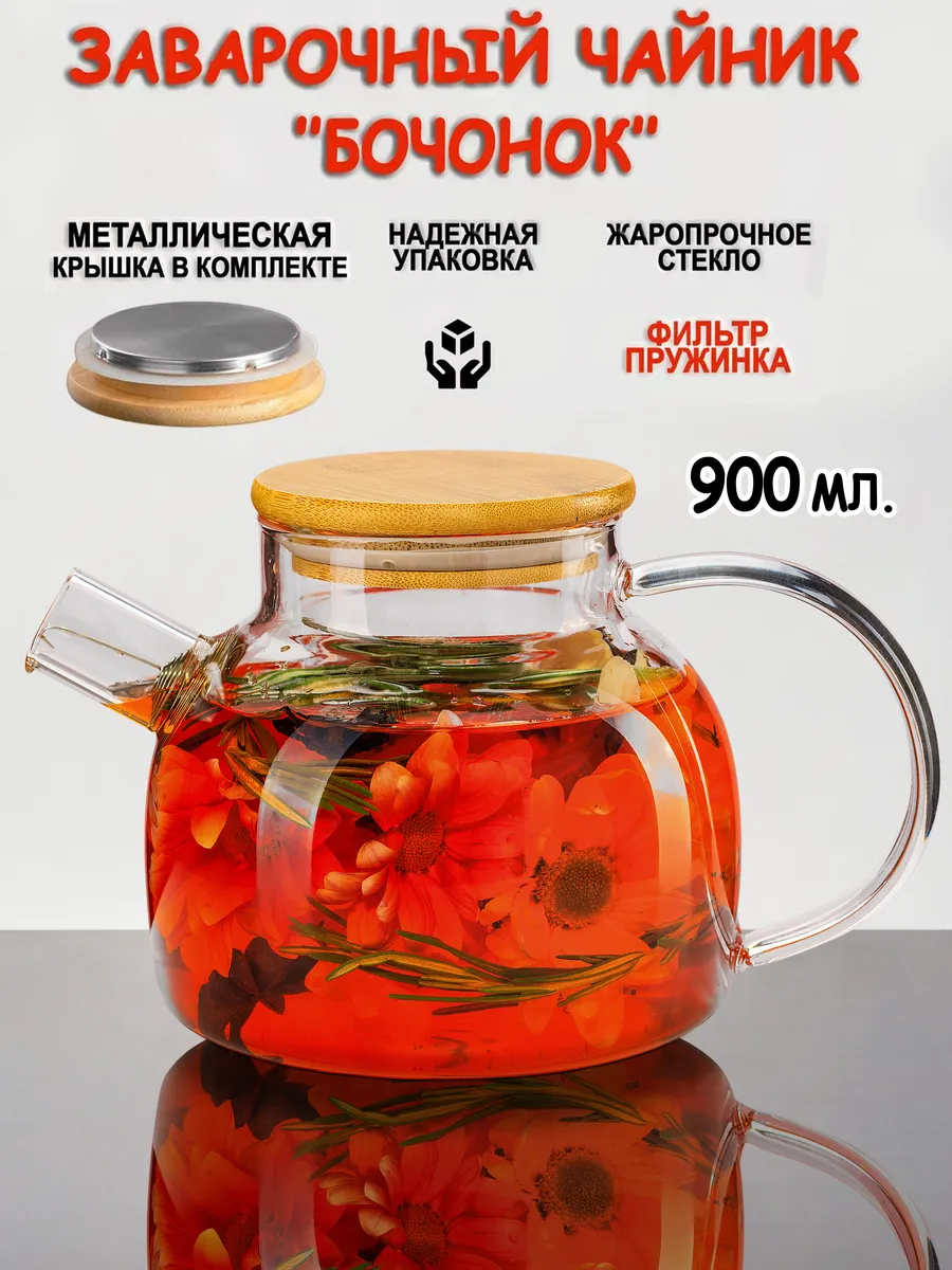 Чайник из жаропрочного стекла 900мл