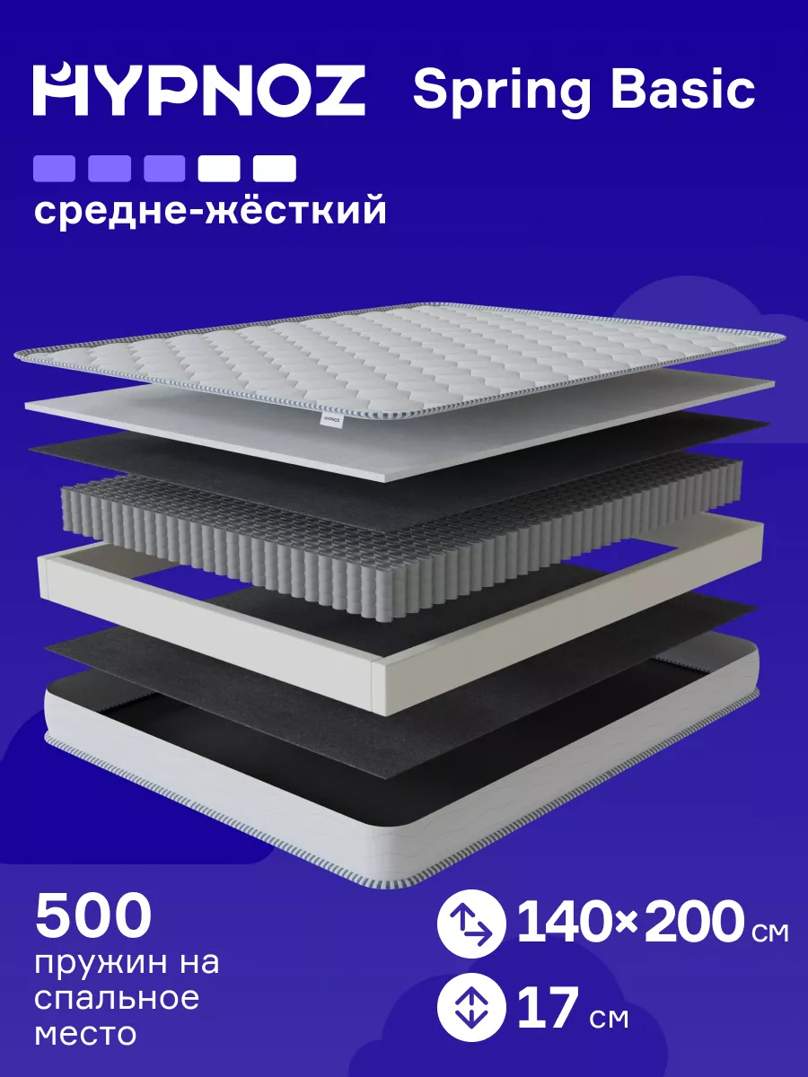 Матрас 140х200 на кровать пружинный, двуспальный