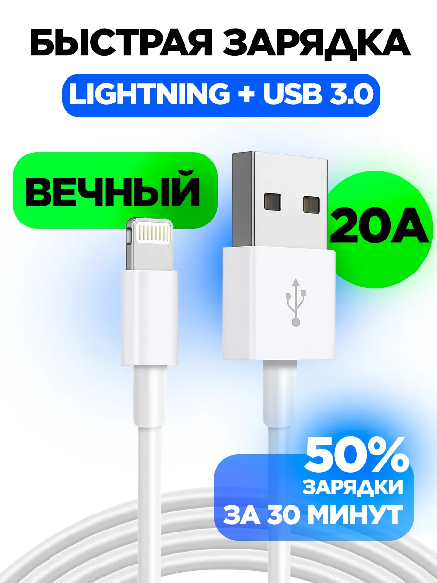 Шнур для iphone кабель usb lightning быстрая 1 метр