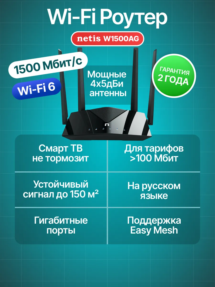 Роутер Wi- Fi W1500 AG гигабитный двухдиапазонный