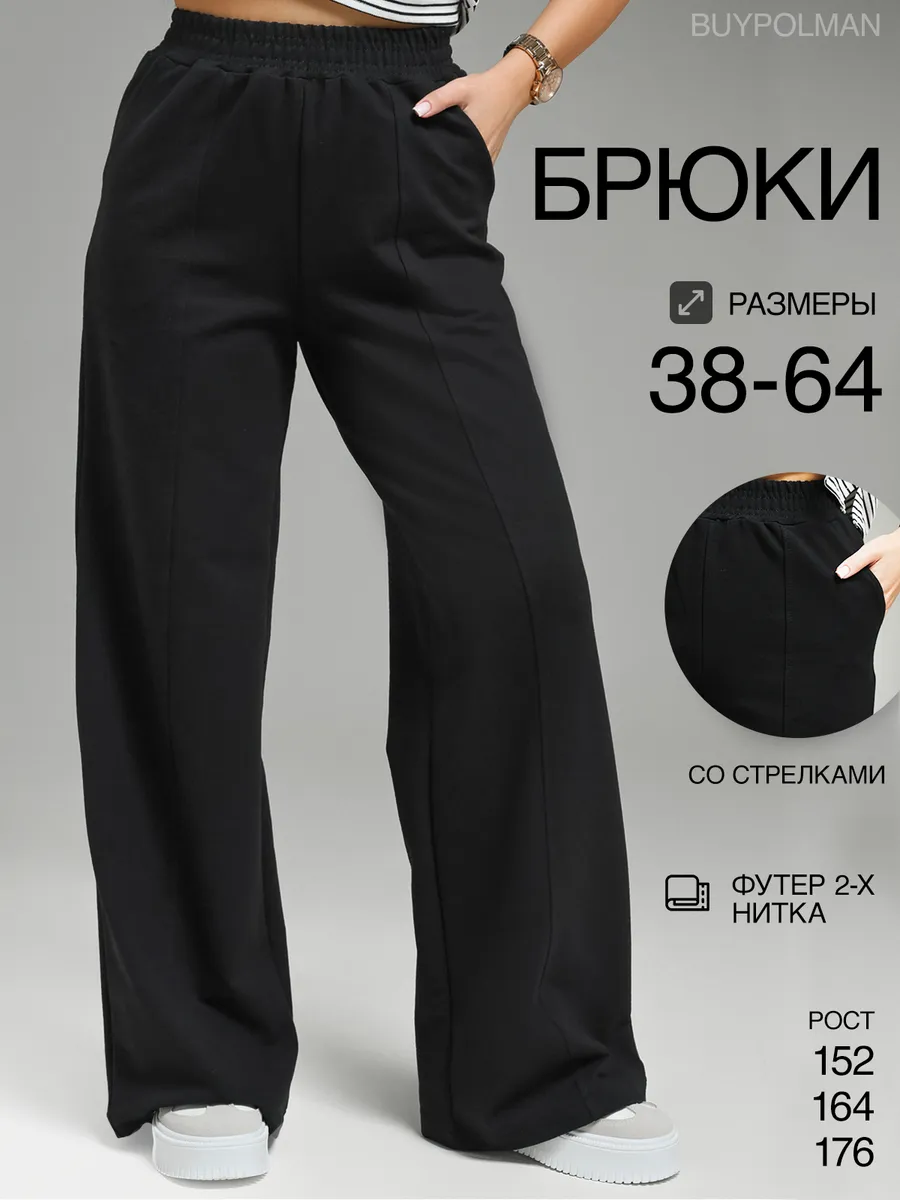 Брюки палаццо широкие на резинке