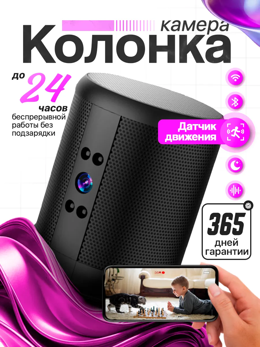 Мини камера bluetooth колонка видеонаблюдения для дома