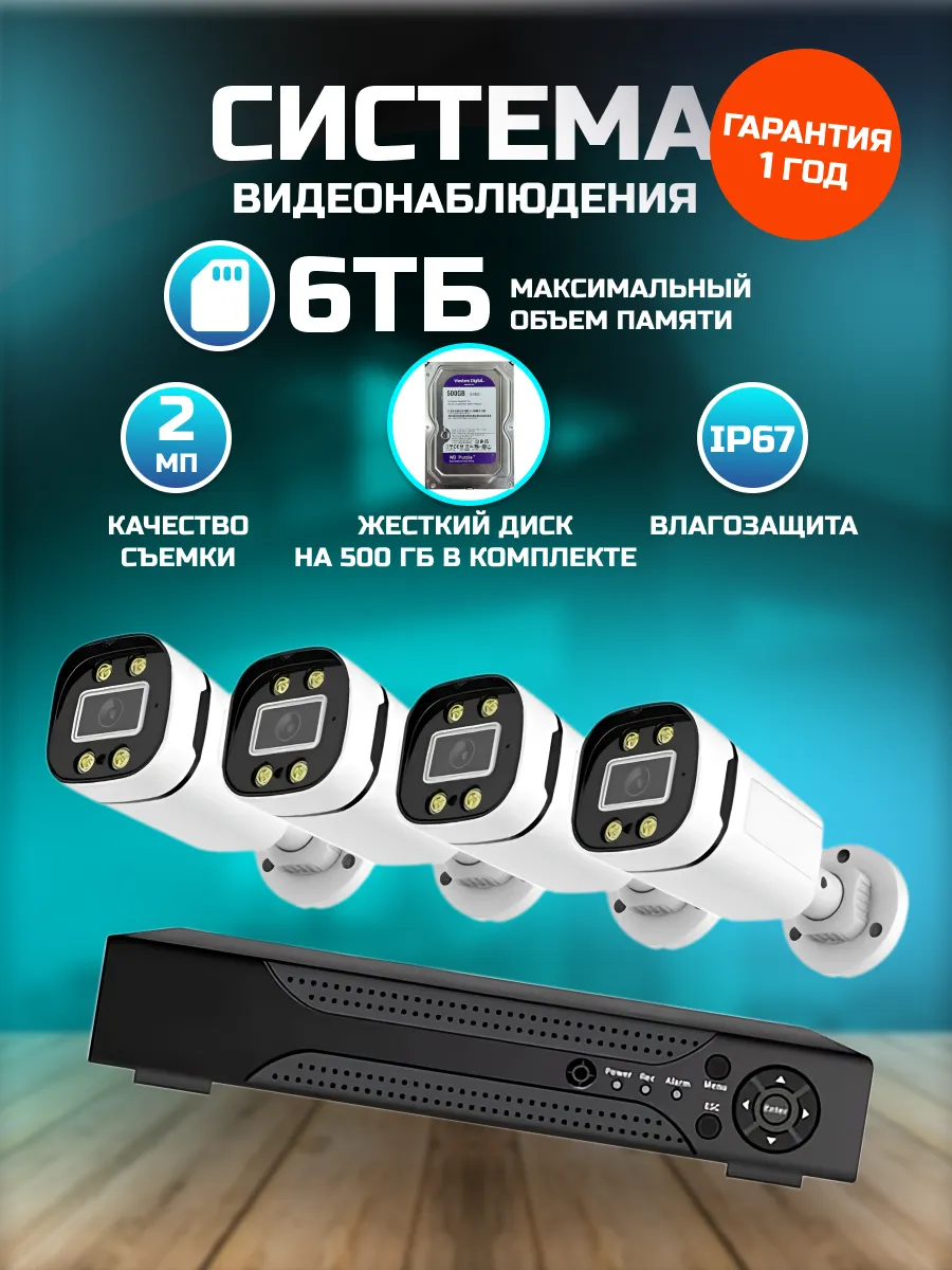 Видеонаблюдения комплект камеры 4шт