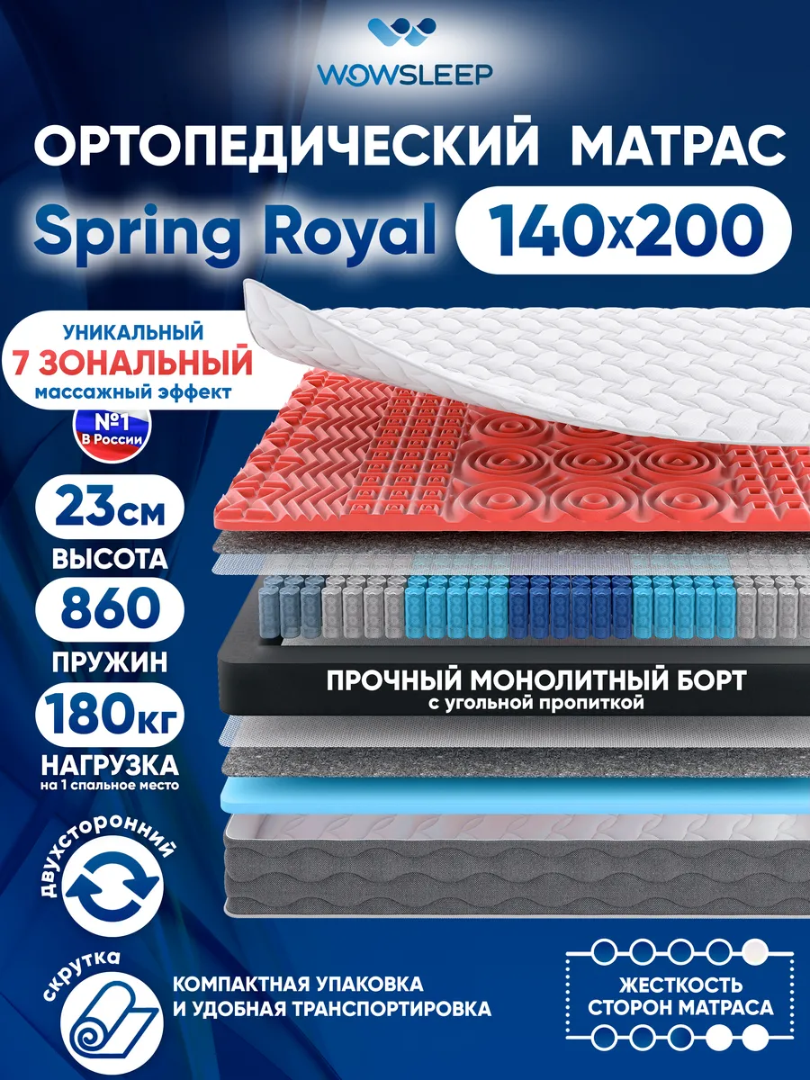 Матрас 140х200 пружинный на кровать ортопедический