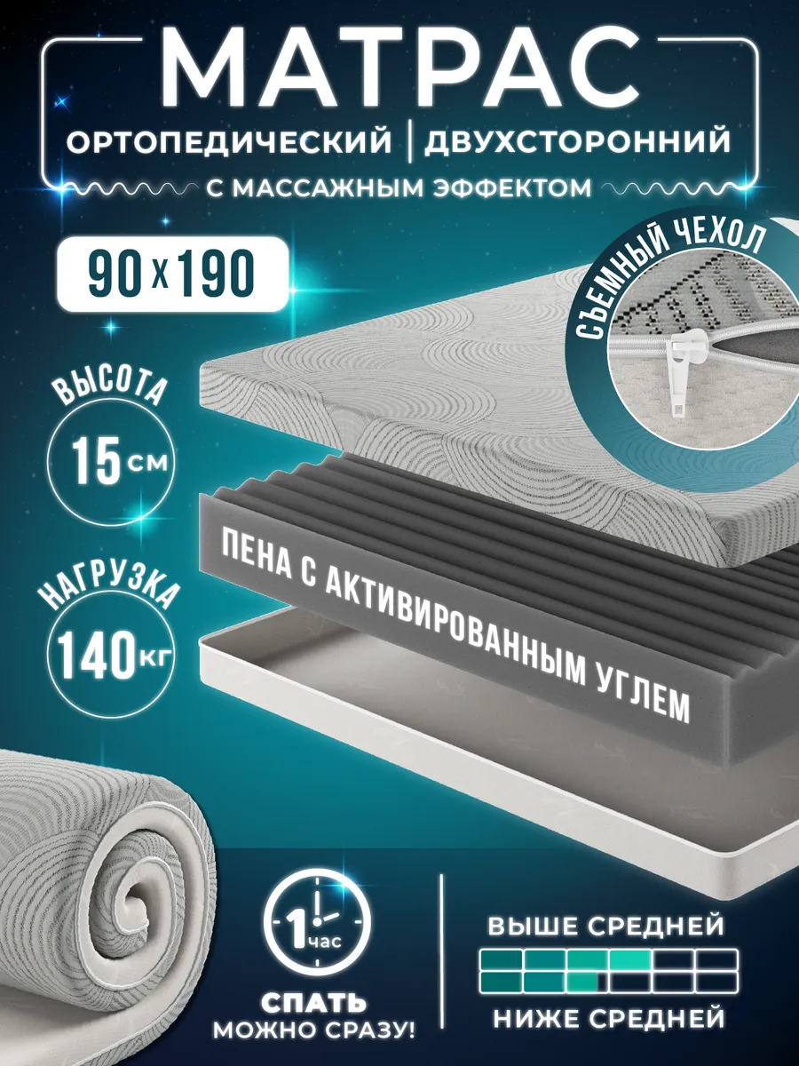 Матрас 90х190 на кровать беспружинный ортопедический