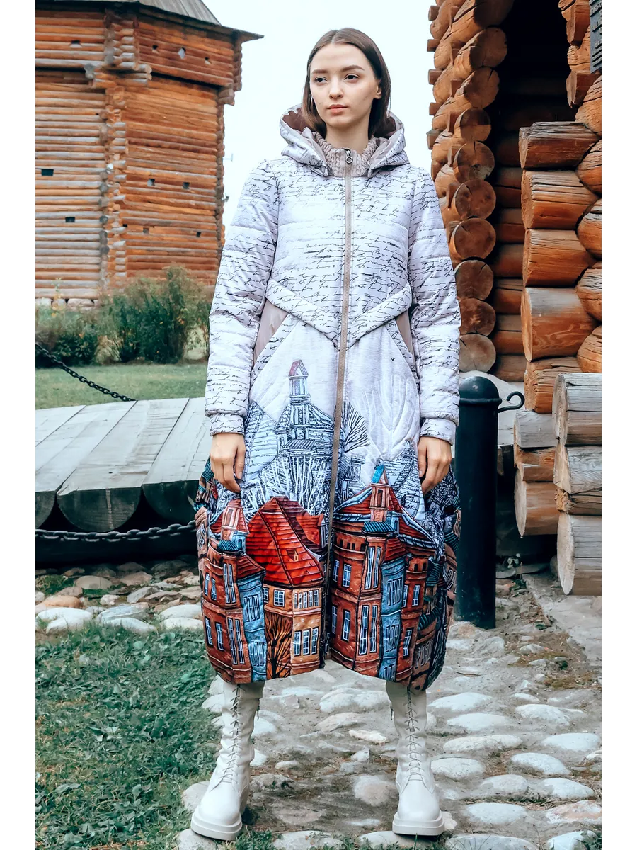 Пальто стеганое длинное