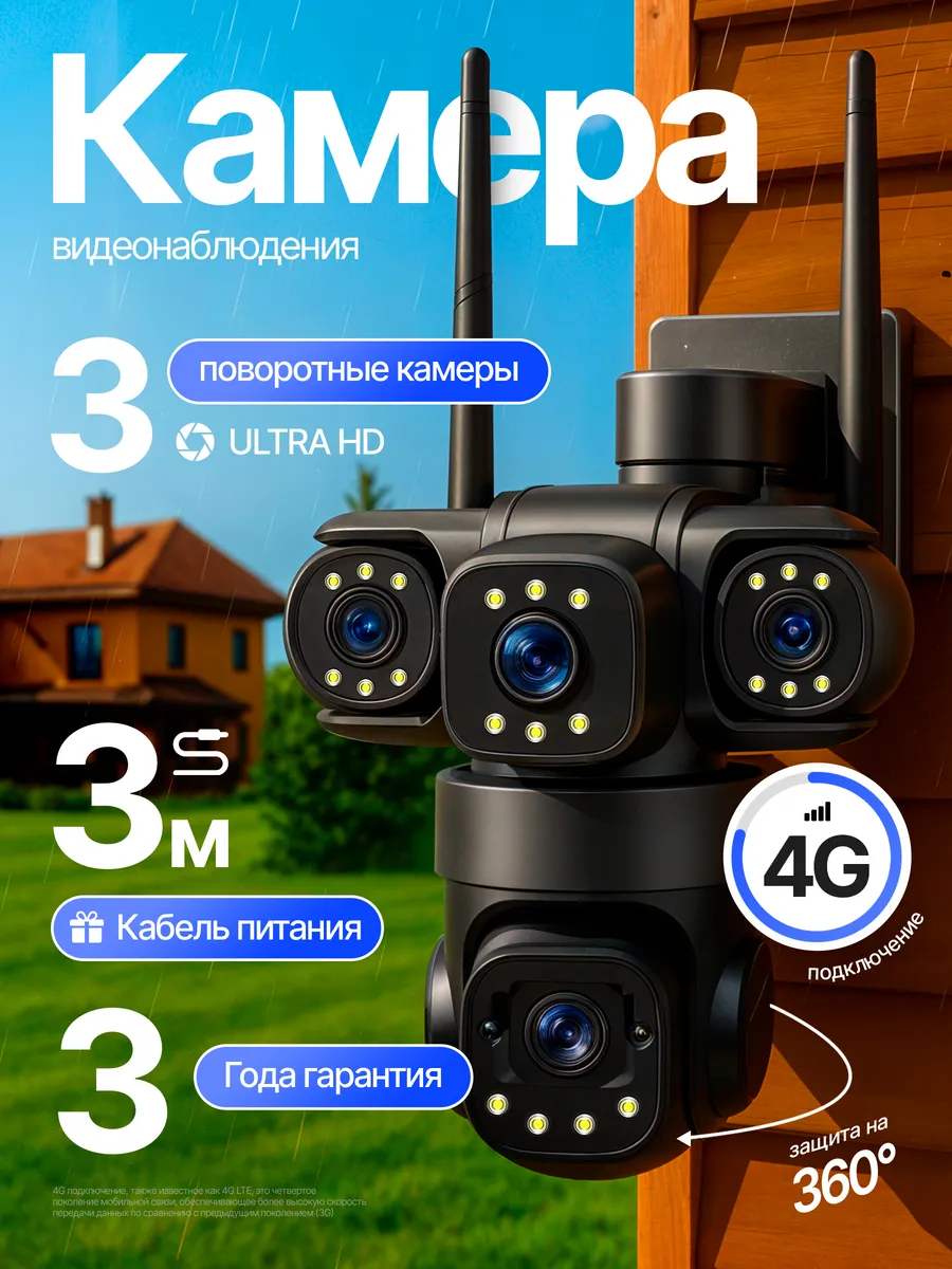 Камера видеонаблюдения уличная с сим-картой 4 G