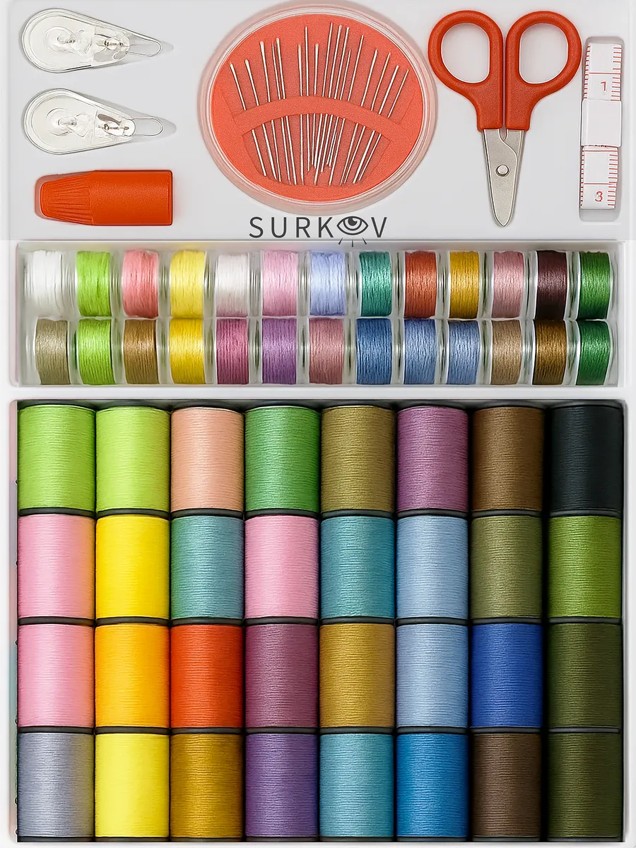 Нитки для шитья, набор ниток 64 штуки