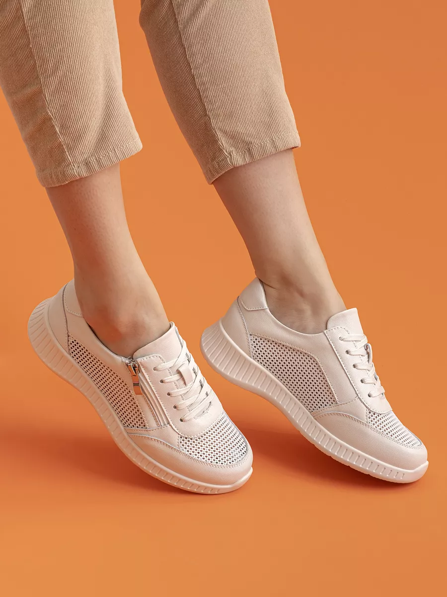 Кроссовки кожаные, дышащие, сетка, полуботинки