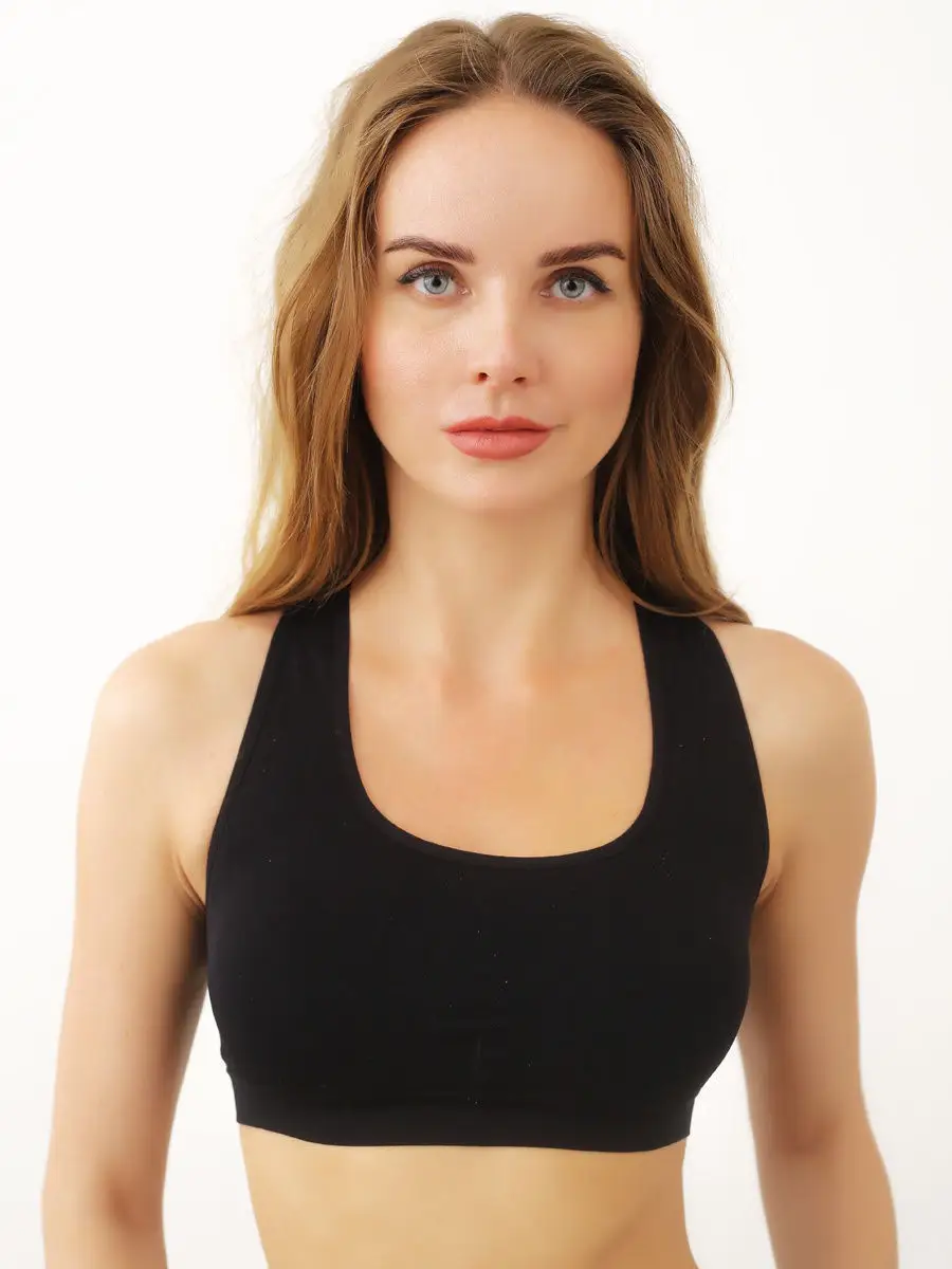 Бесшовный спортивный топ со вставками