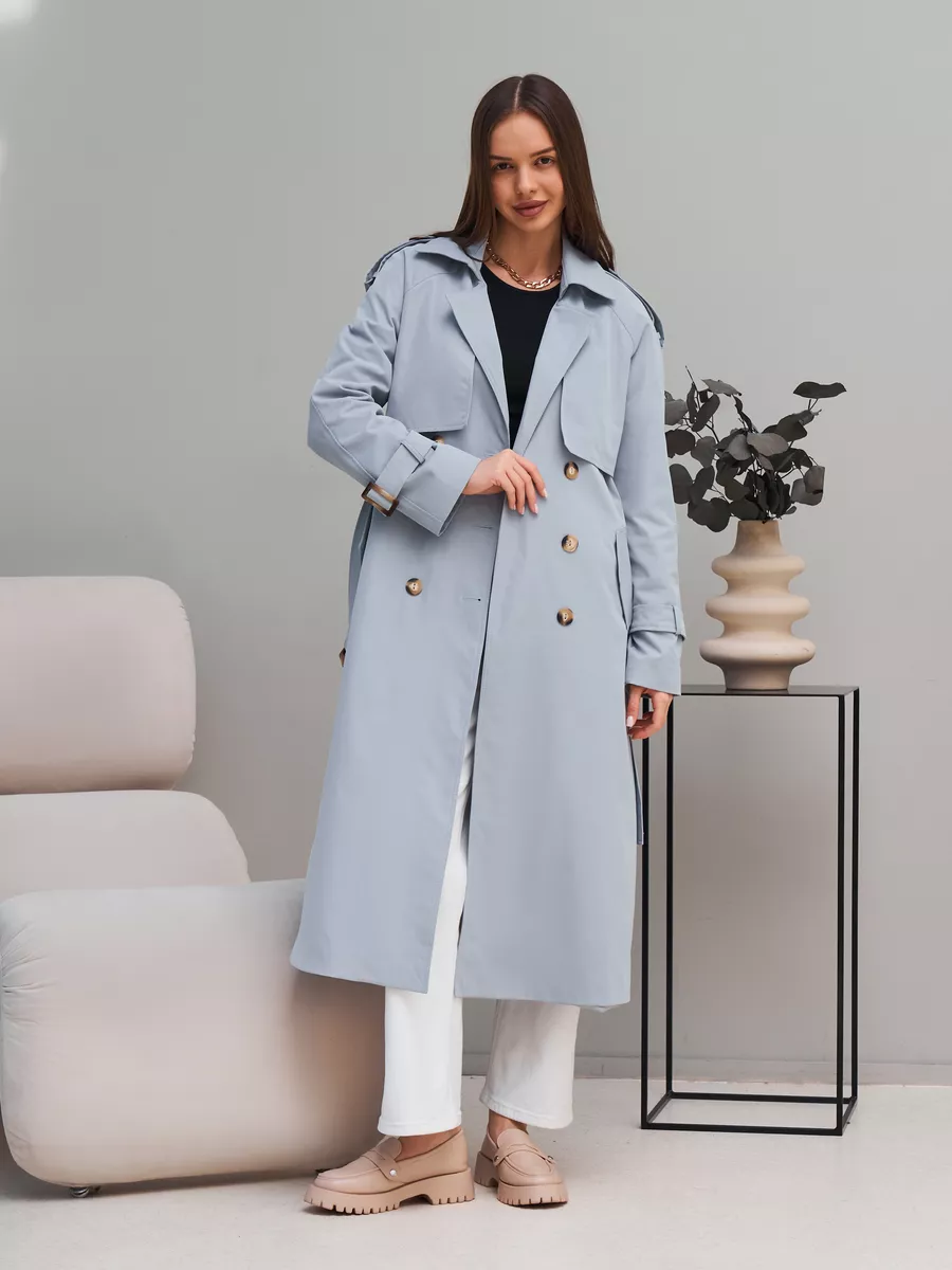 Тренч длинный плащ осенний оверсайз