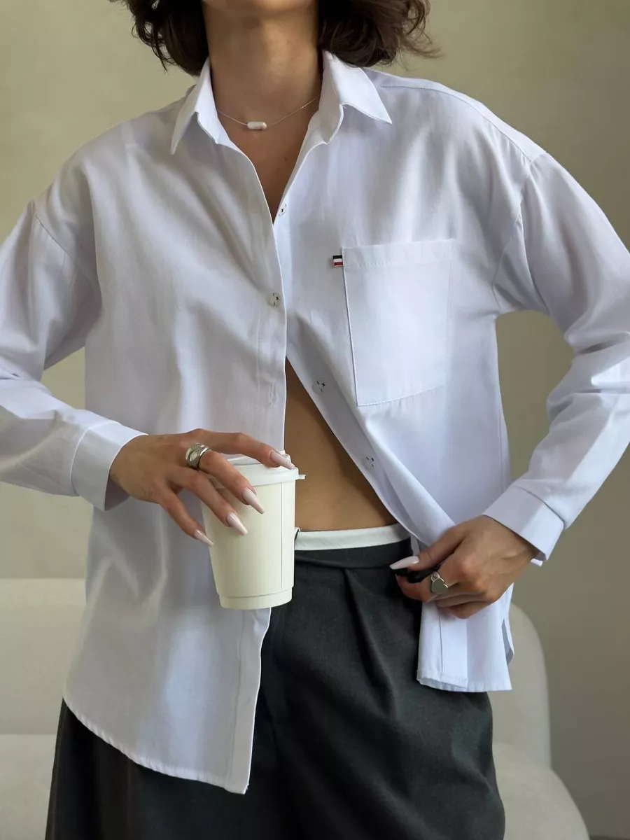 Льняная классическая рубашка оверсайз