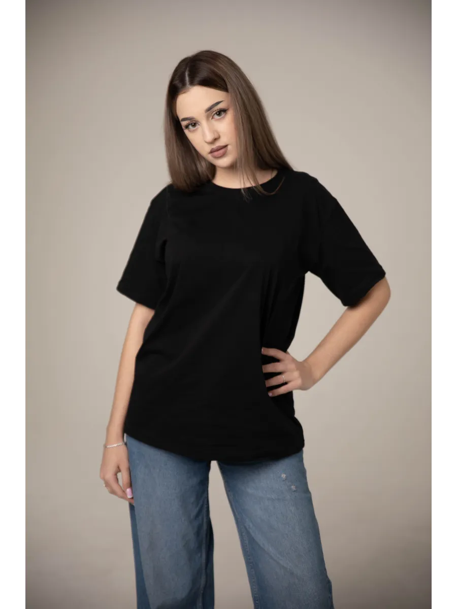 Черная футболка базовая оверсайз