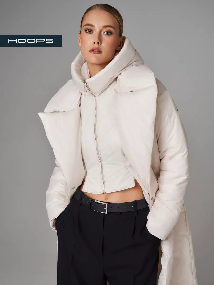 Пуховик зимний длинный с манишкой