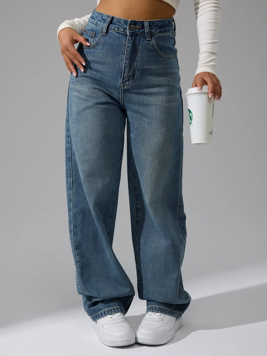 Джинсы багги широкие