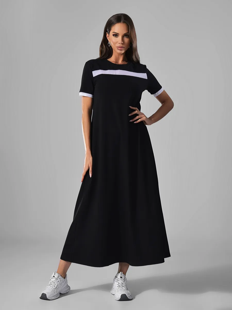 Платье летнее длинное со вставками из сетки