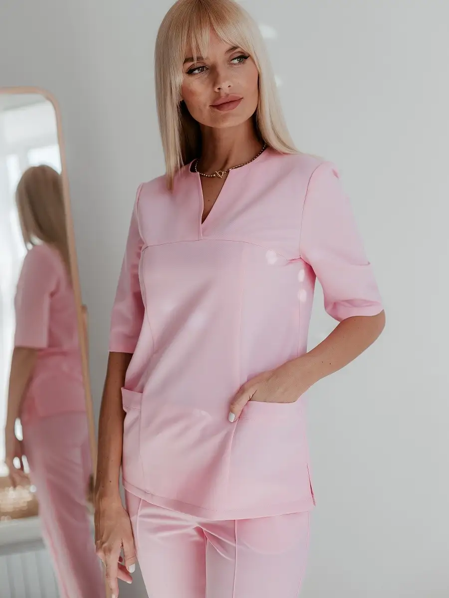 Рубашка медицинская розовая стрейч