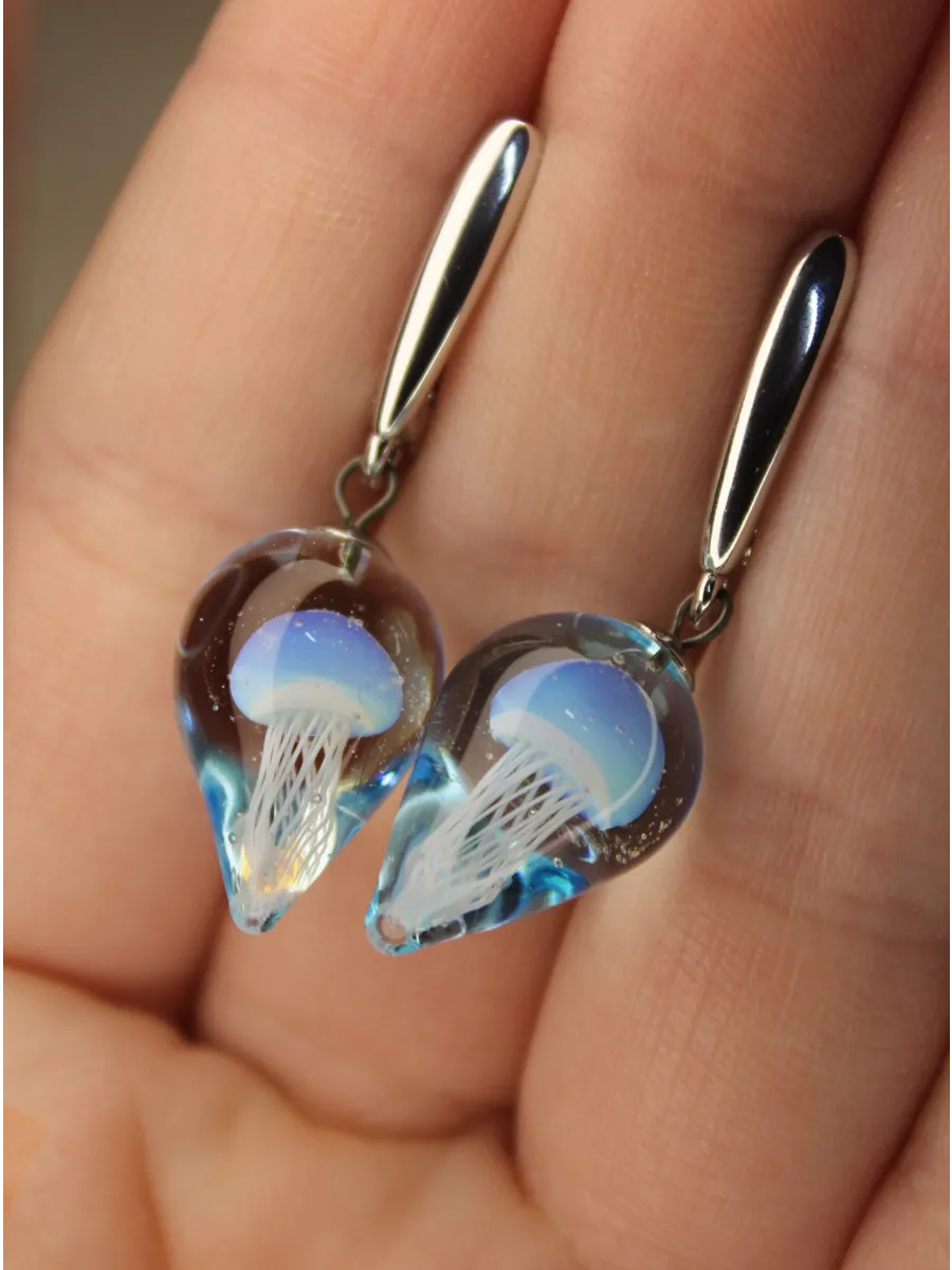 Серьги из муранского стекла медузы