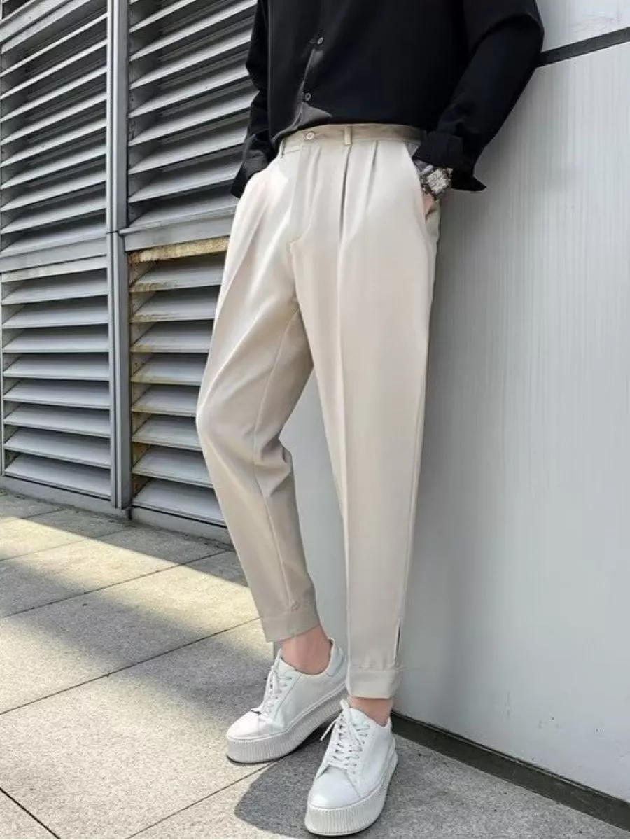 Брюки бананы на резинке со стрелками укороченные