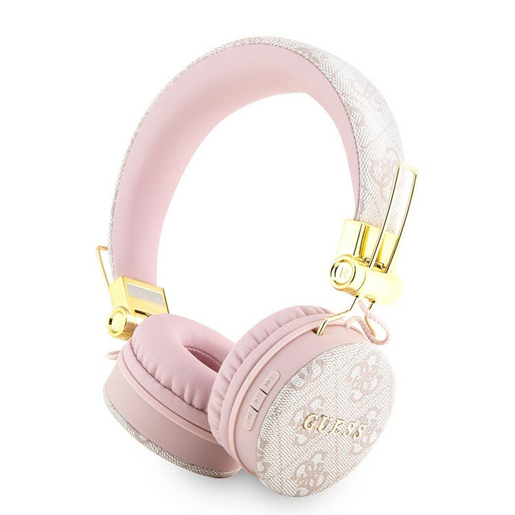 Guess наушники беспроводные накладные  Bluetooth  Headphones  Round  P U 4 G  Metal  Logo  Pink