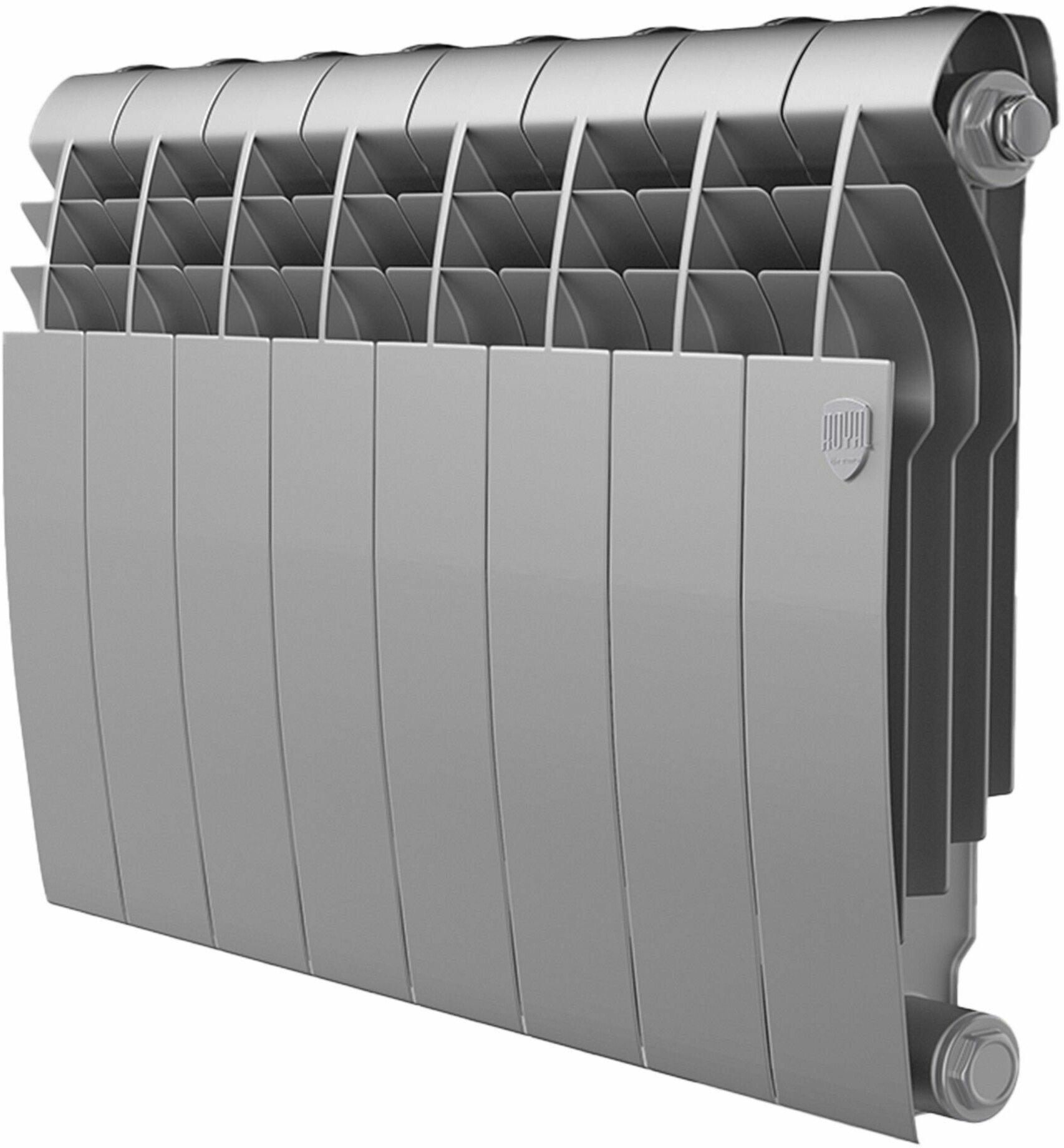 Радиатор биметаллический  Royal  Thermo 350/87 боковое подключение 8 секций  Bi Liner  Silver  Satin