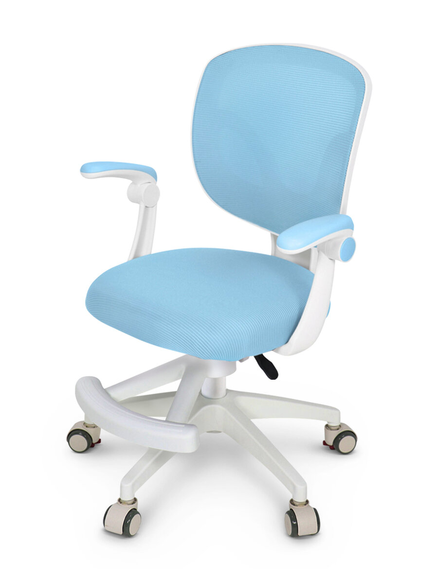 Растущее компьютерное детское кресло с подлокотниками  Ergokids  Soft  Air  Plus  Y-240 голубое