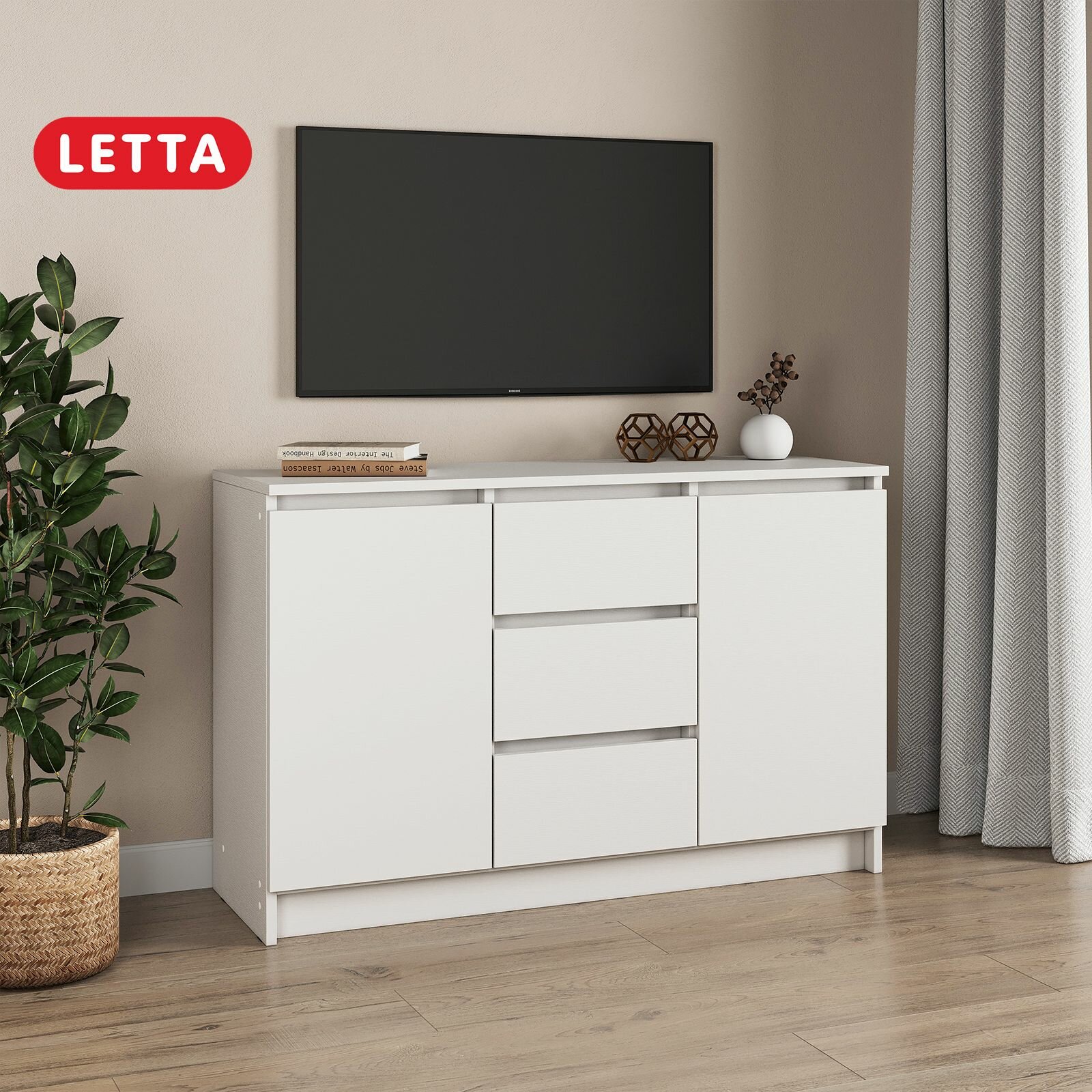 Комод  Letta  City,  Л Д С П, 3 выдвижных ящика, роликовые направляющие