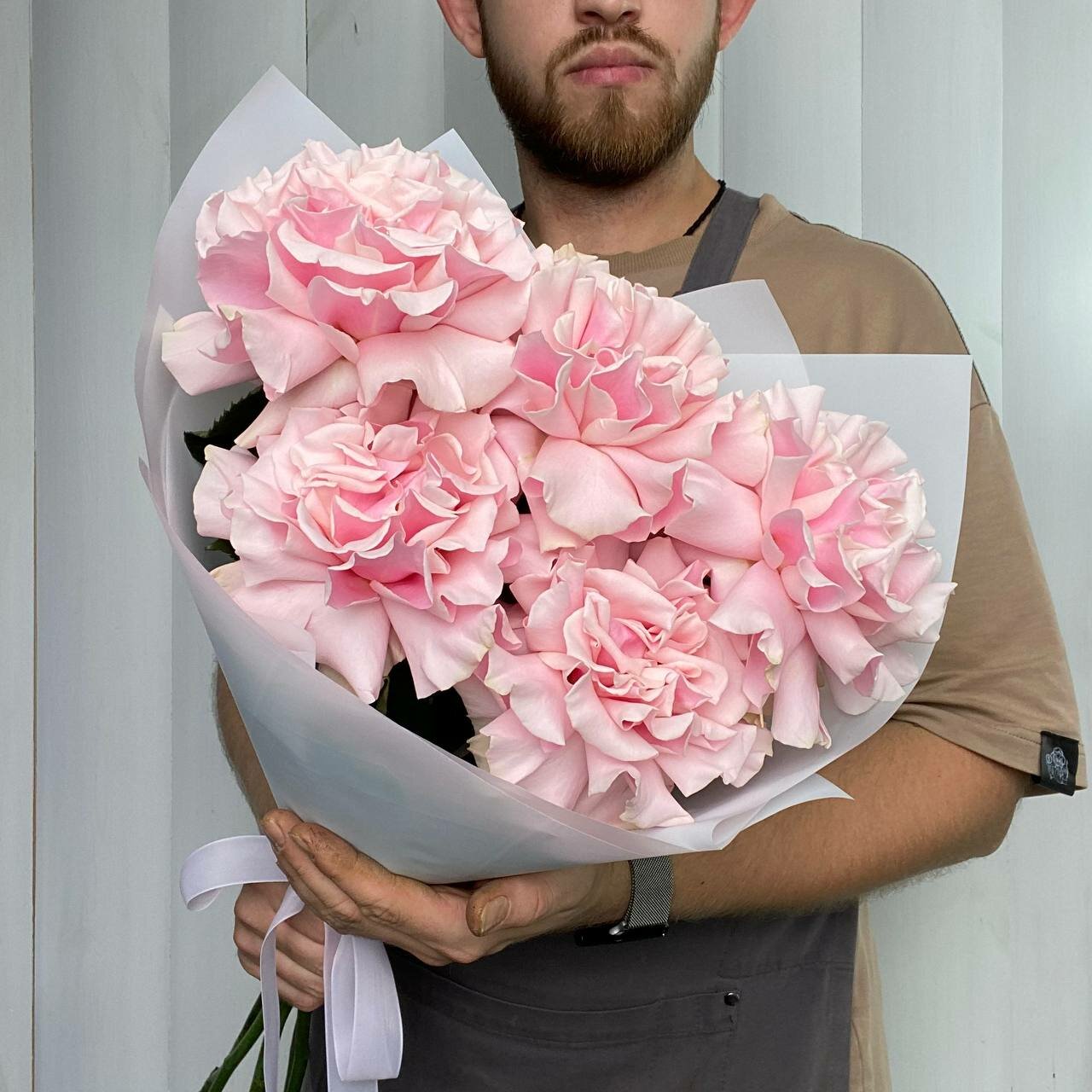 Монобукет нежных французских роз « Пинк  Мондиаль»  Ver  Flowers