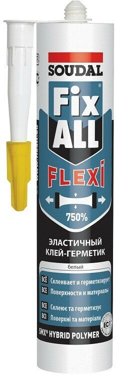  Soudal  Клей-герметик постоянно эластичный  F I X  A L L  F L E X I белый 290 мл