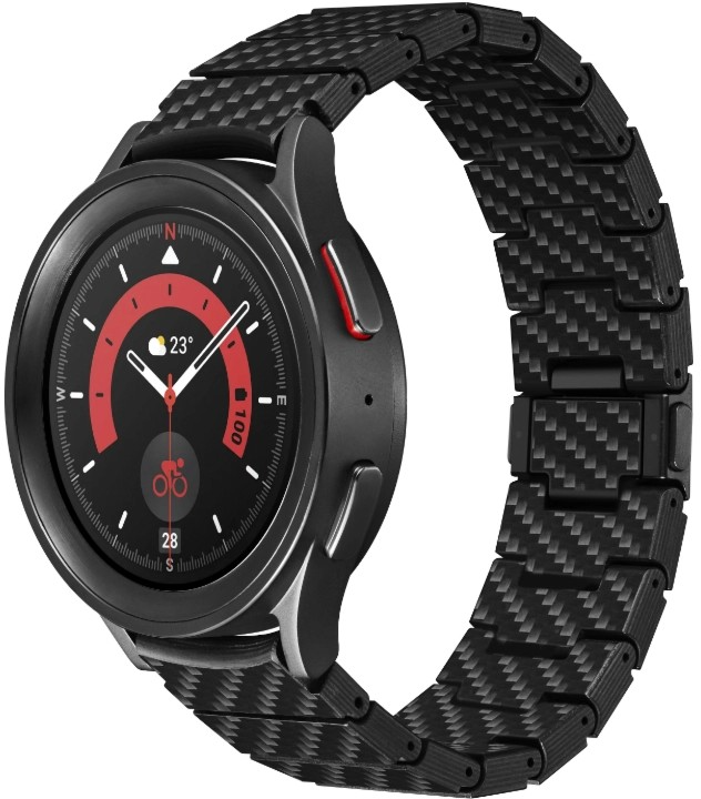 Карбоновый браслет Pitaka для Galaxy Watch4/ Watch4 Classic/ Watch5/ Watch5 Pro/ Watch6/ Watch6 Classic (40-47 мм) - черный