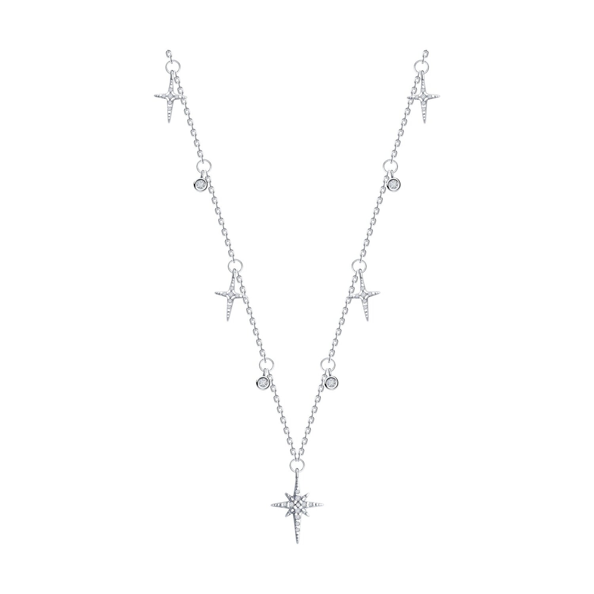 Колье Diamant online, серебро, 925 проба, родирование, фианит