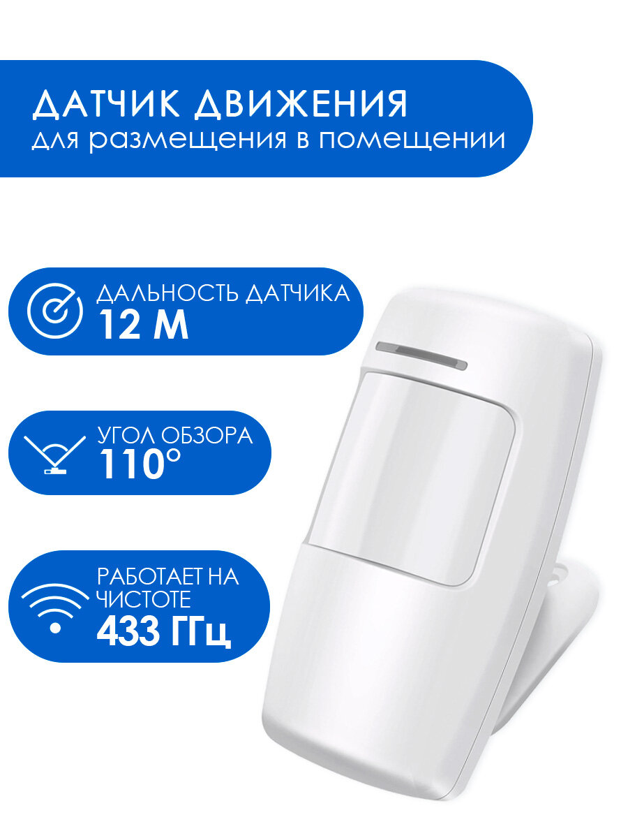 Инфракрасный датчик движения для GSM сигнализации, белый, настенный, детектор движения ИК
