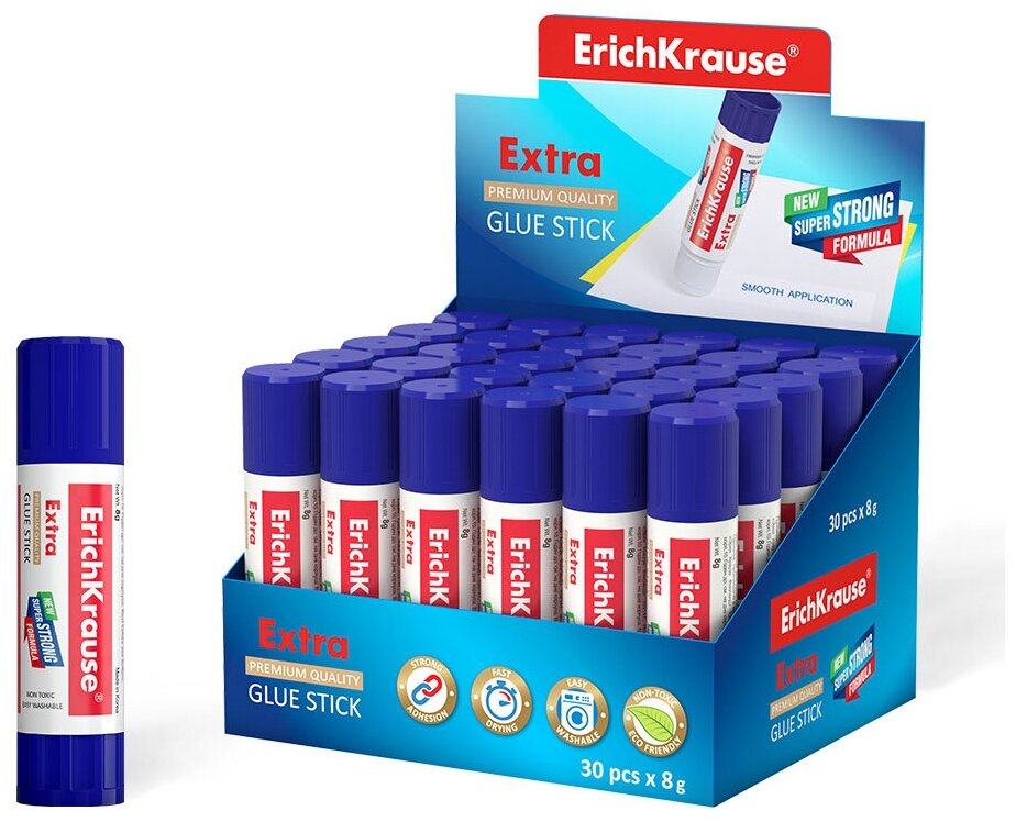 Клей-карандаш Erich Krause® Extra, 8г,10 шт