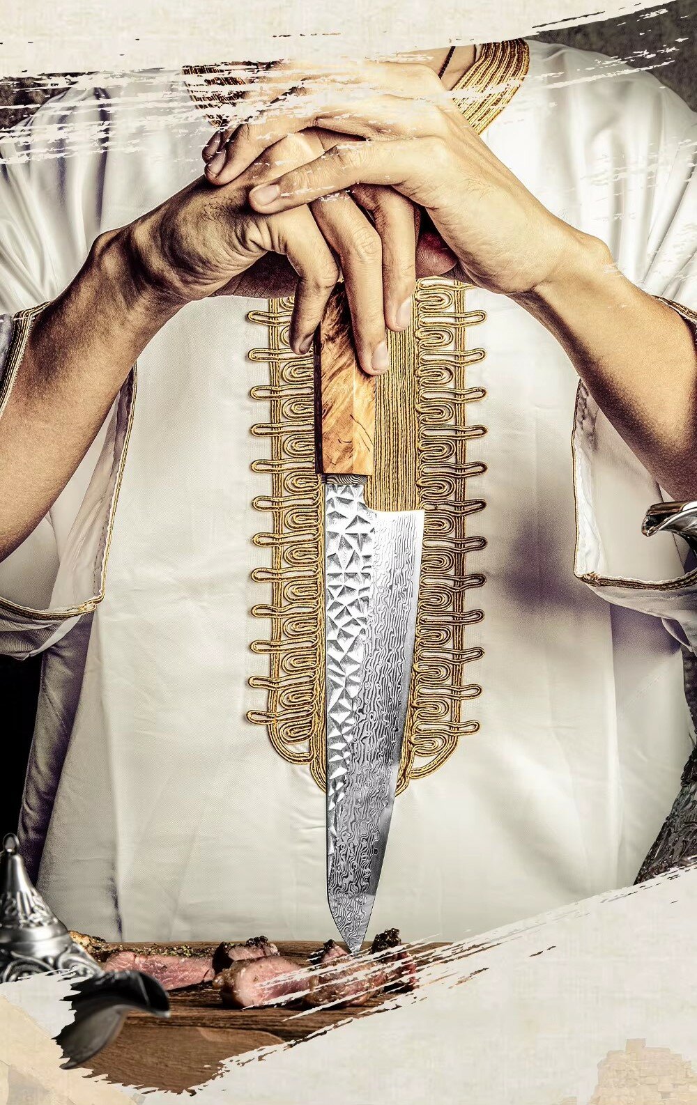 Профессиональный шеф нож из дамасской стали GRANDSHARP