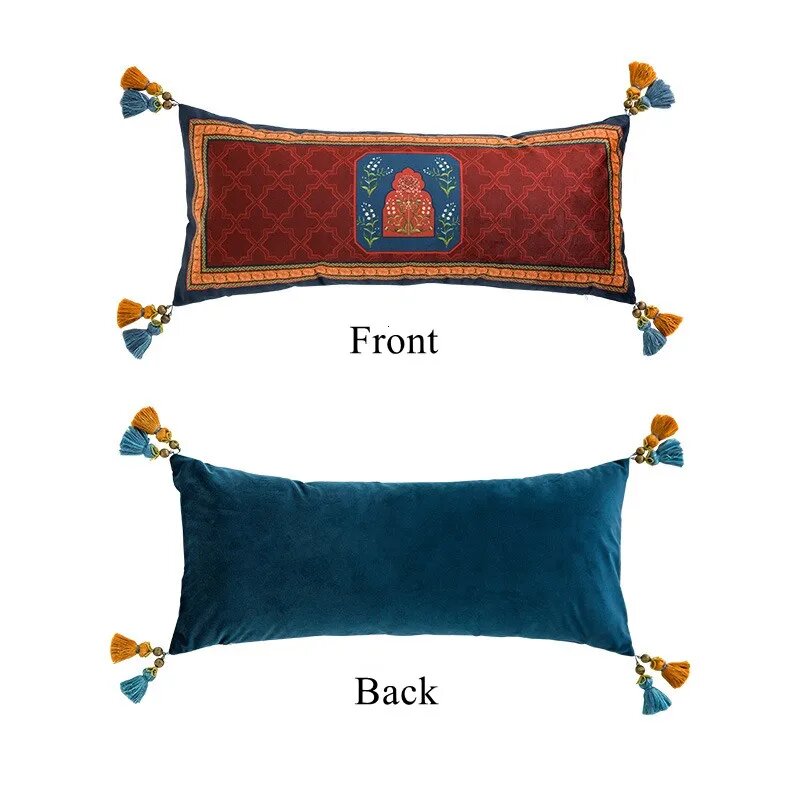 Бархатный чехол для подушки Formaso, синий, 30x70 см